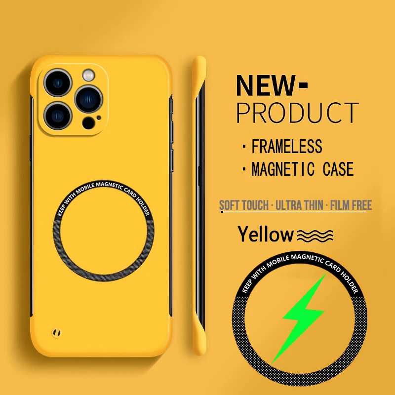 Ultra Thin Frameless Phone Cover - Para Magsafe funda de teléfono magnética