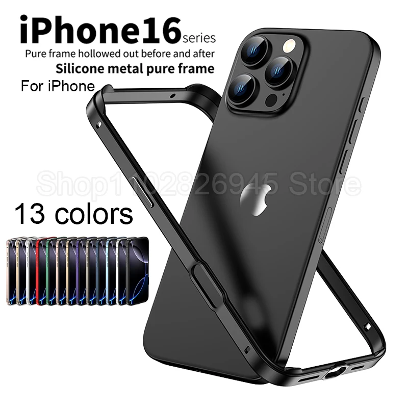 Metal Bumper Aluminum Frame Case - Funda híbrida de silicona y aluminio
