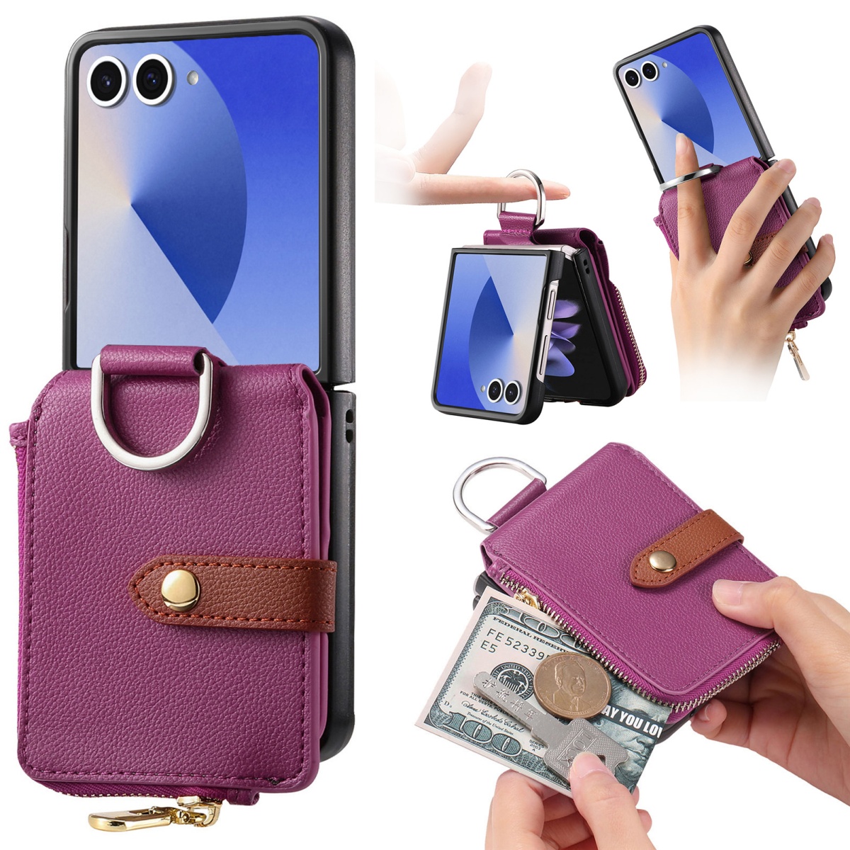 Leather Wallet Card Holder Phone Cover - Funda de Lujo para Teléfono con