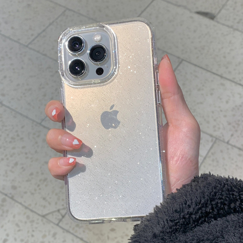 Clear Shockproof Bumper Case - Funda de teléfono transparente con purpurina