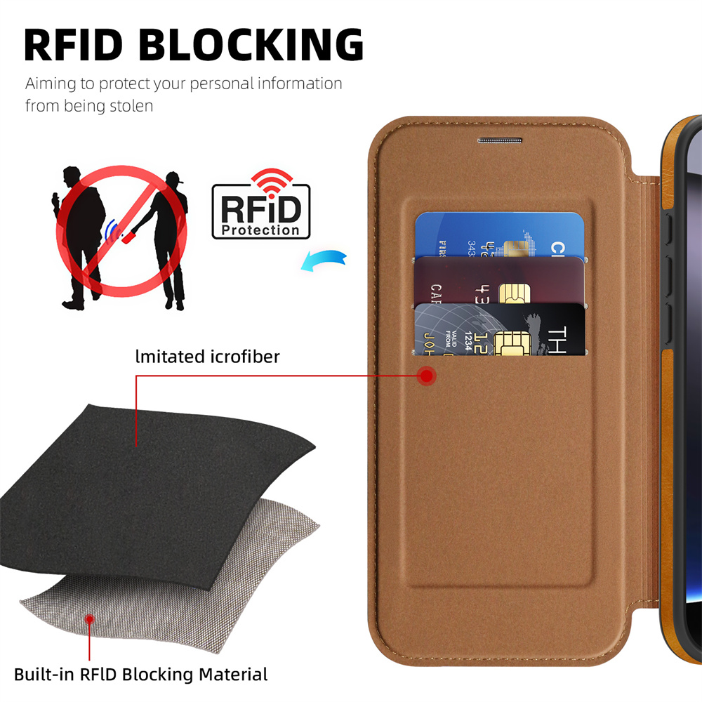 Funda de cuero con tapa magnét - Leather Wallet Card Holder Phone Cover reseña y precio